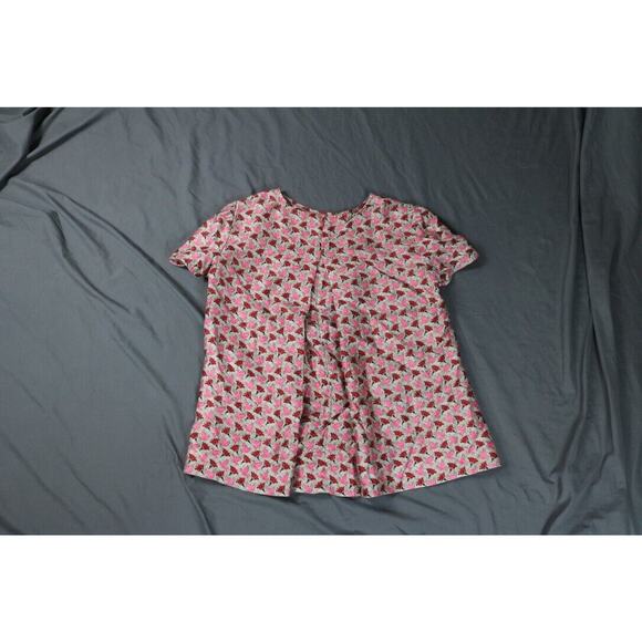 Tory Burch Top Womens Sz 4 Multi Dove Lotus Floral Print Silk Gazar Lined Zip - Picture 2 of 10